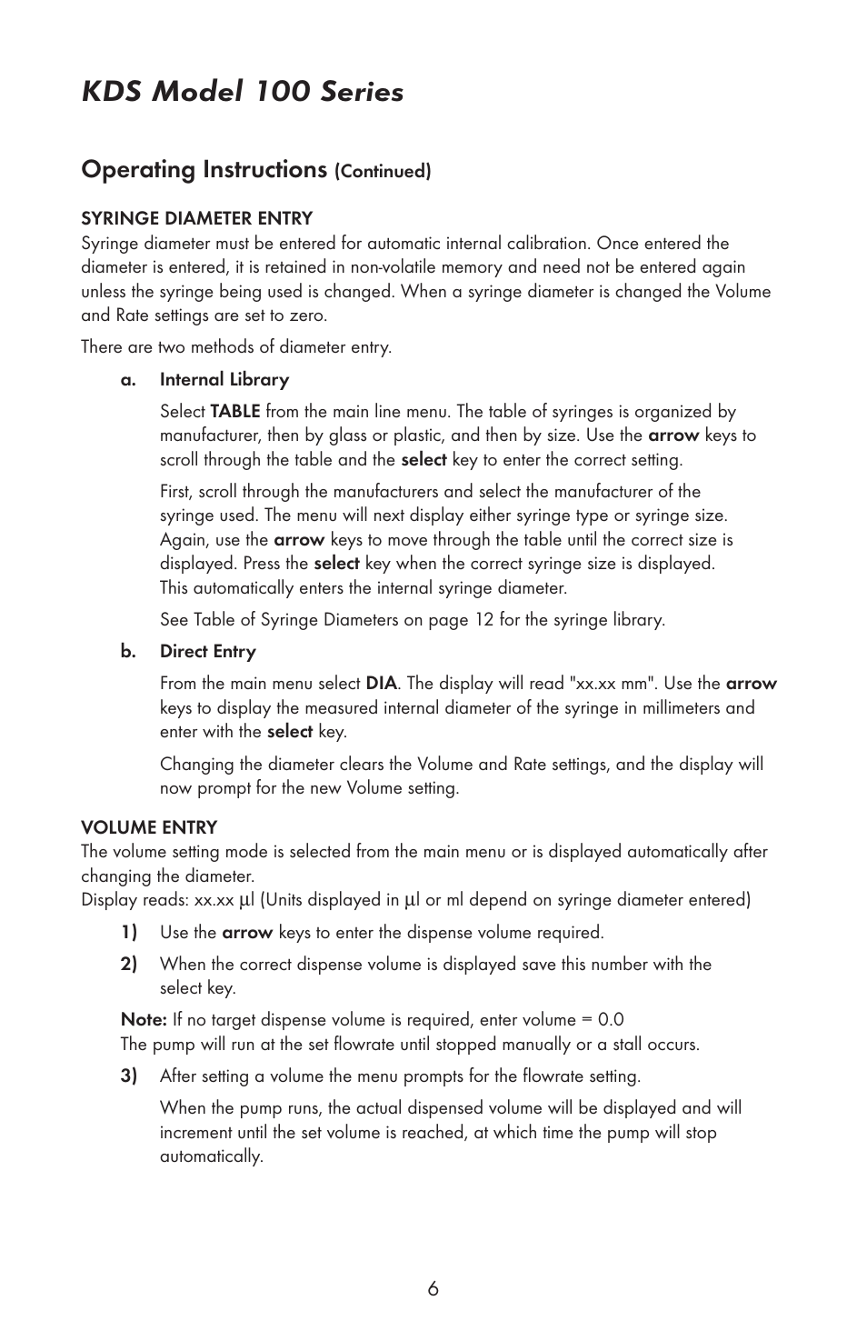 Kds model 100 series, Operating instructions | KD Scientific 100 Series User Manual | Page 8 / 18