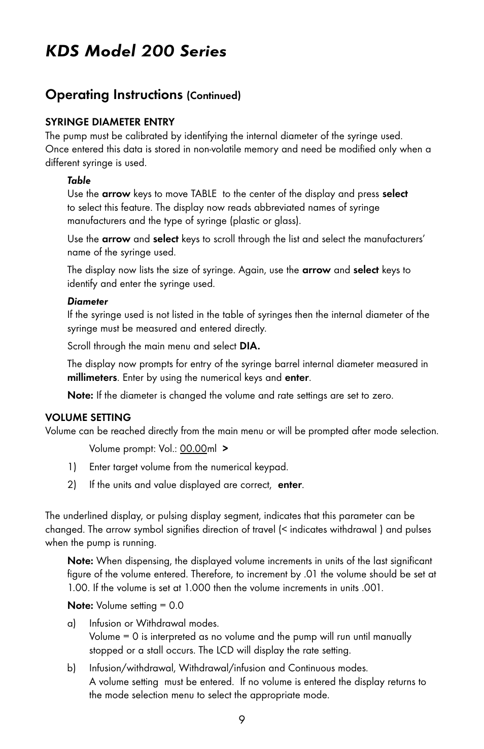 Kds model 200 series, Operating instructions | KD Scientific 200 Series User Manual | Page 13 / 39