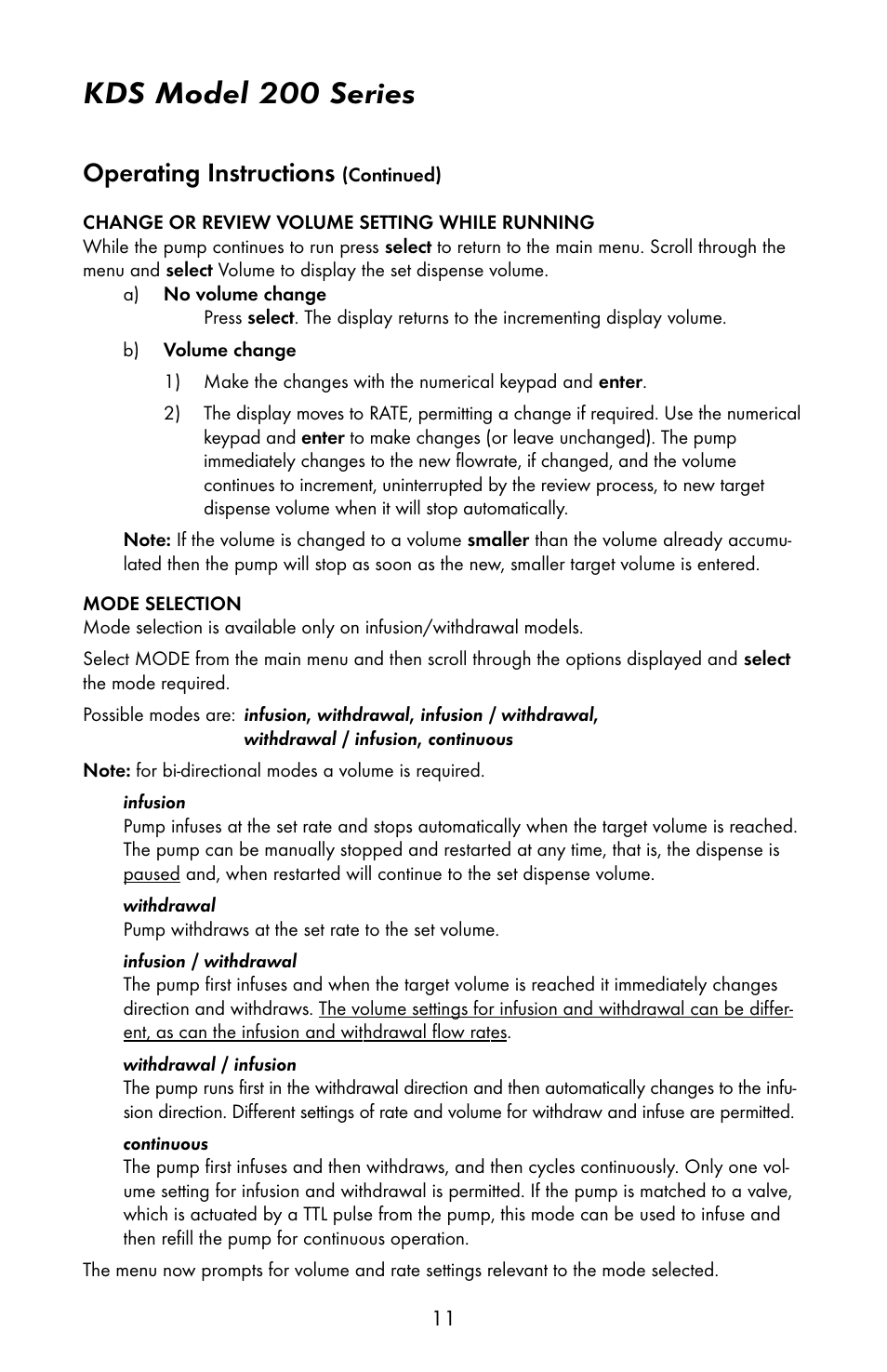 Kds model 200 series, Operating instructions | KD Scientific 200 Series User Manual | Page 15 / 39
