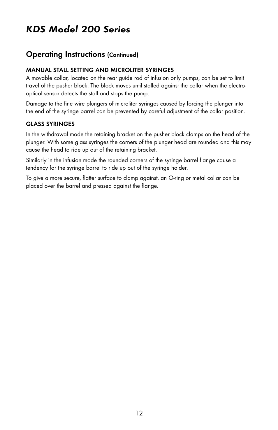 Kds model 200 series, Operating instructions | KD Scientific 200 Series User Manual | Page 16 / 39