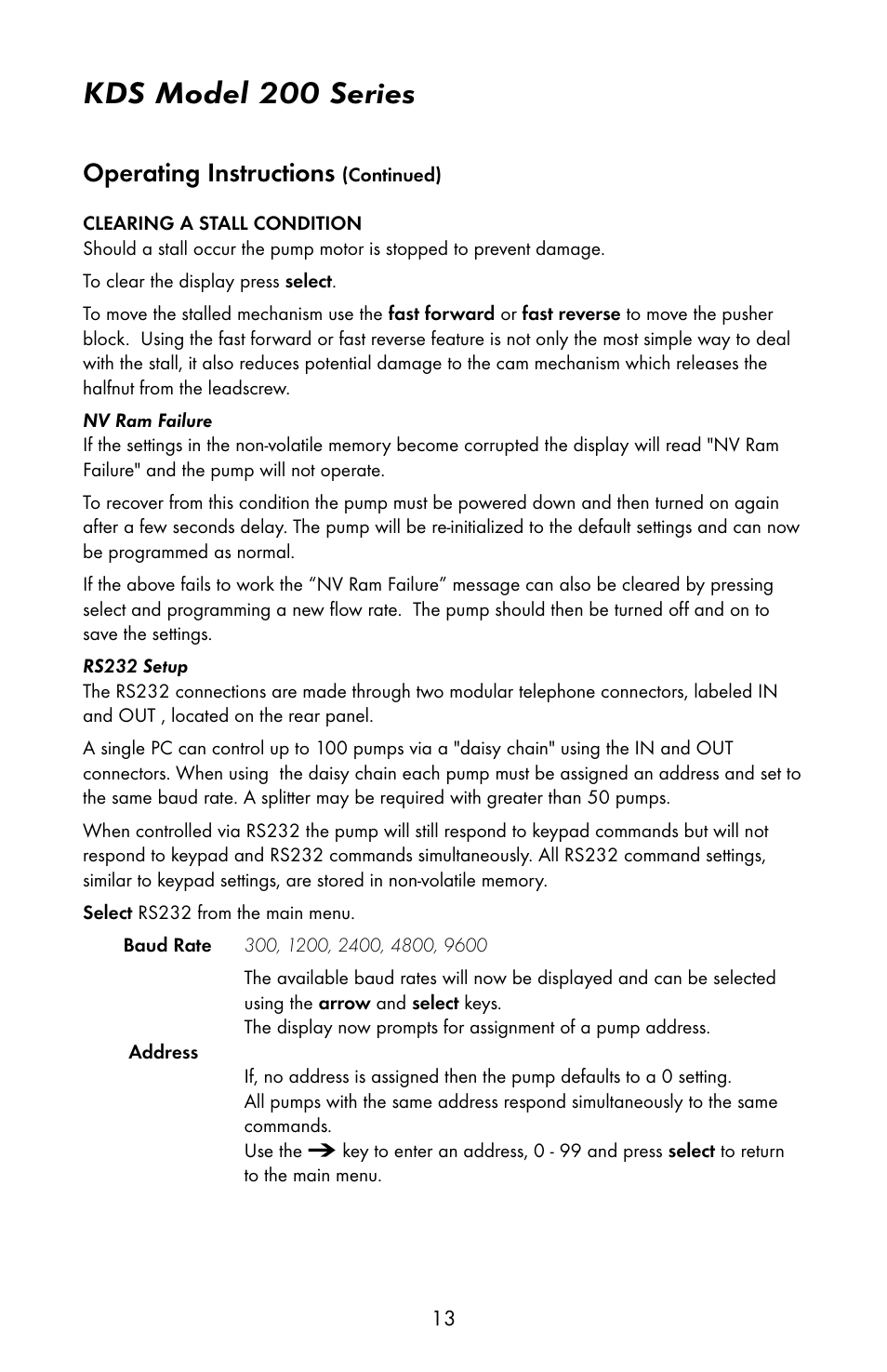 Kds model 200 series, Operating instructions | KD Scientific 200 Series User Manual | Page 17 / 39