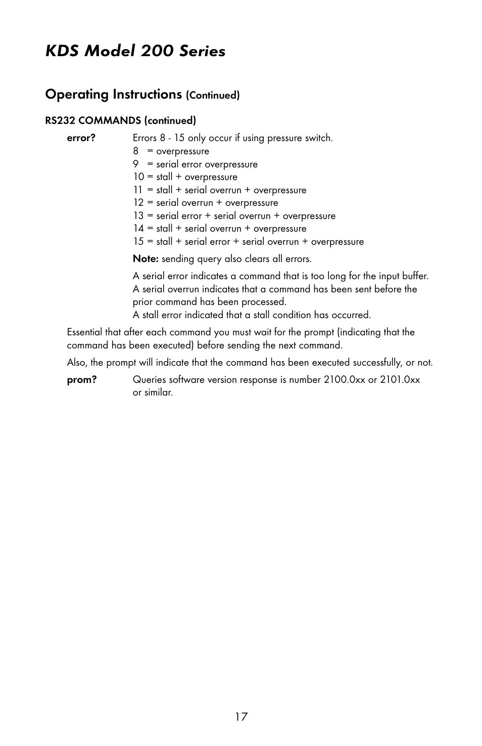 Kds model 200 series, Operating instructions | KD Scientific 200 Series User Manual | Page 21 / 39