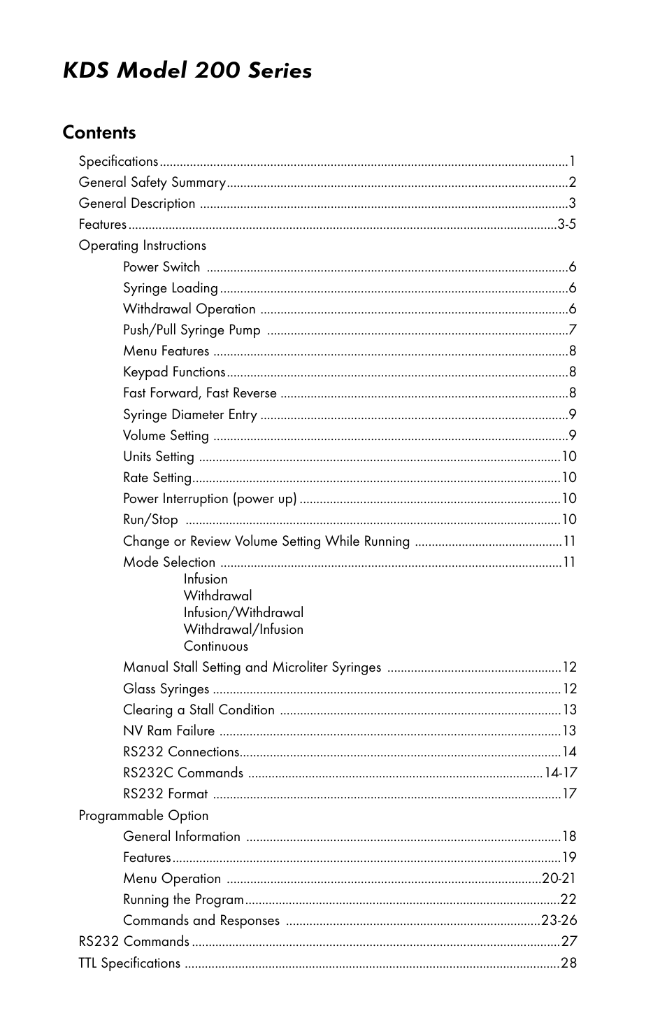 KD Scientific 200 Series User Manual | Page 3 / 39