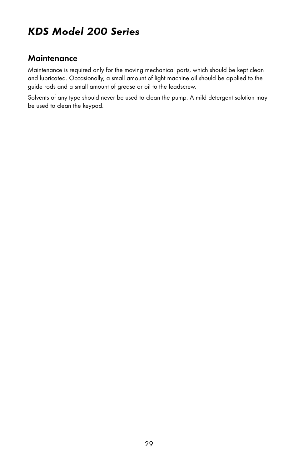Kds model 200 series, Maintenance | KD Scientific 200 Series User Manual | Page 33 / 39