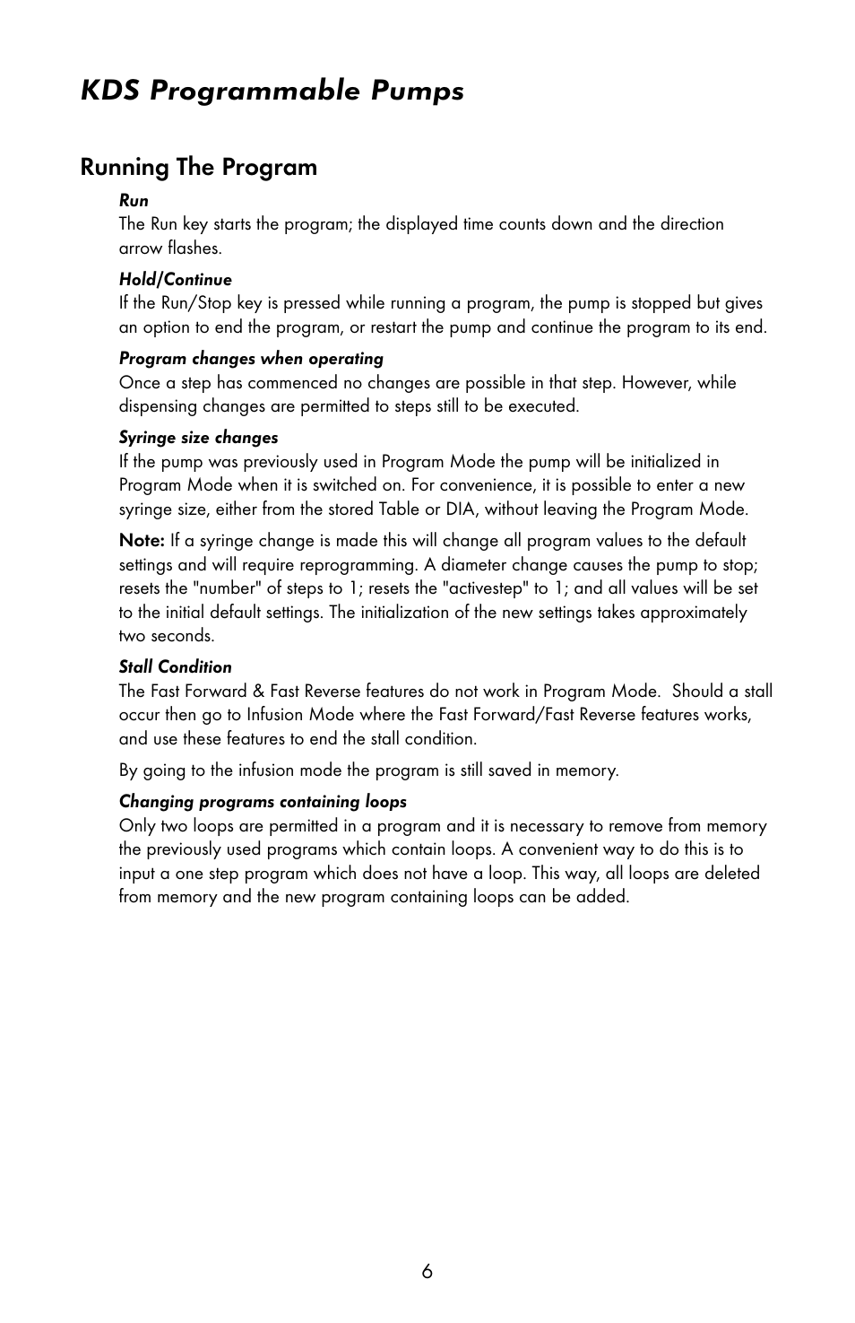 Kds programmable pumps, Running the program | KD Scientific 200 Programmable Manual User Manual | Page 9 / 15
