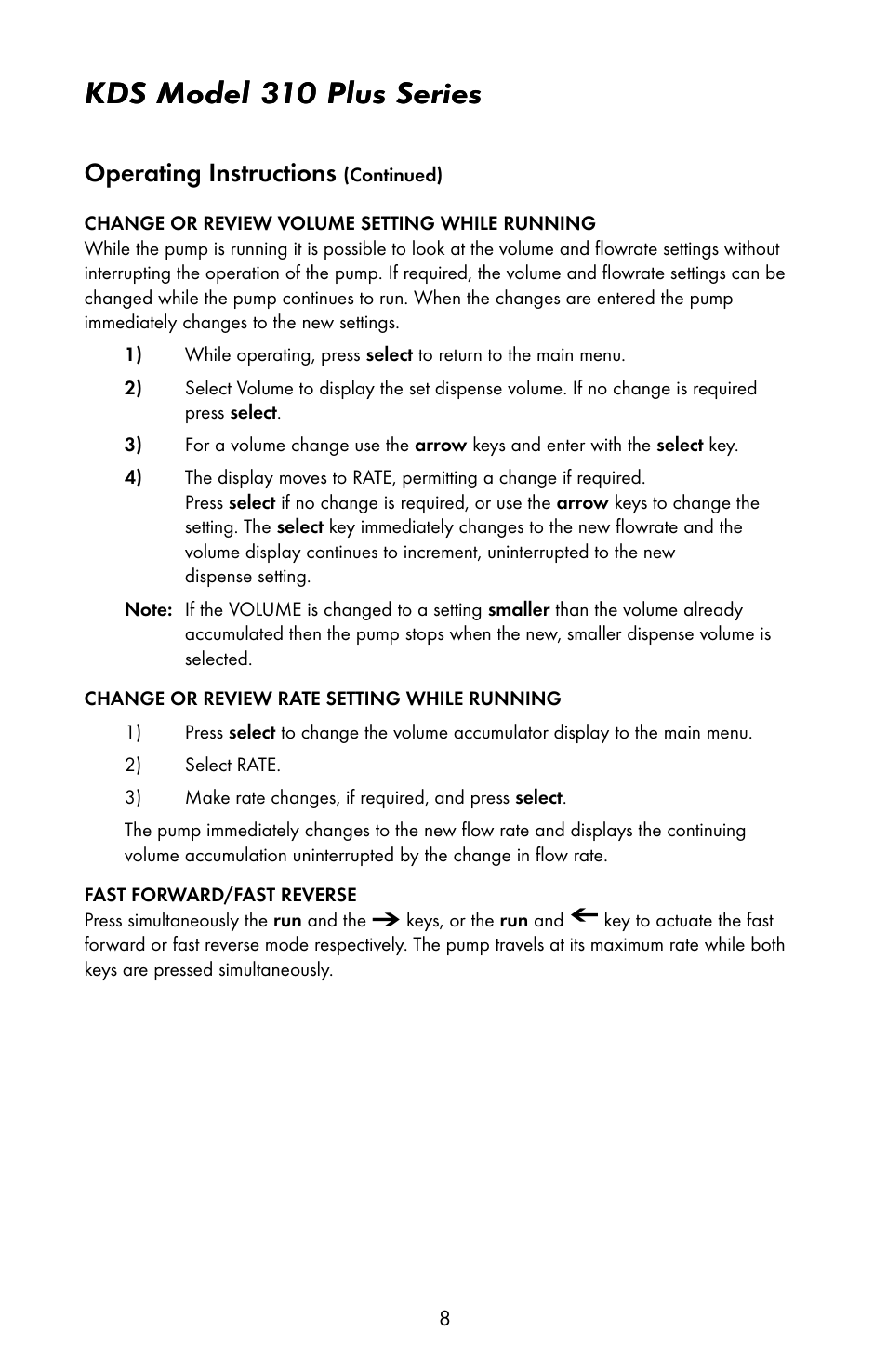 Kds model 310 plus series, Operating instructions | KD Scientific 310 User Manual | Page 10 / 14