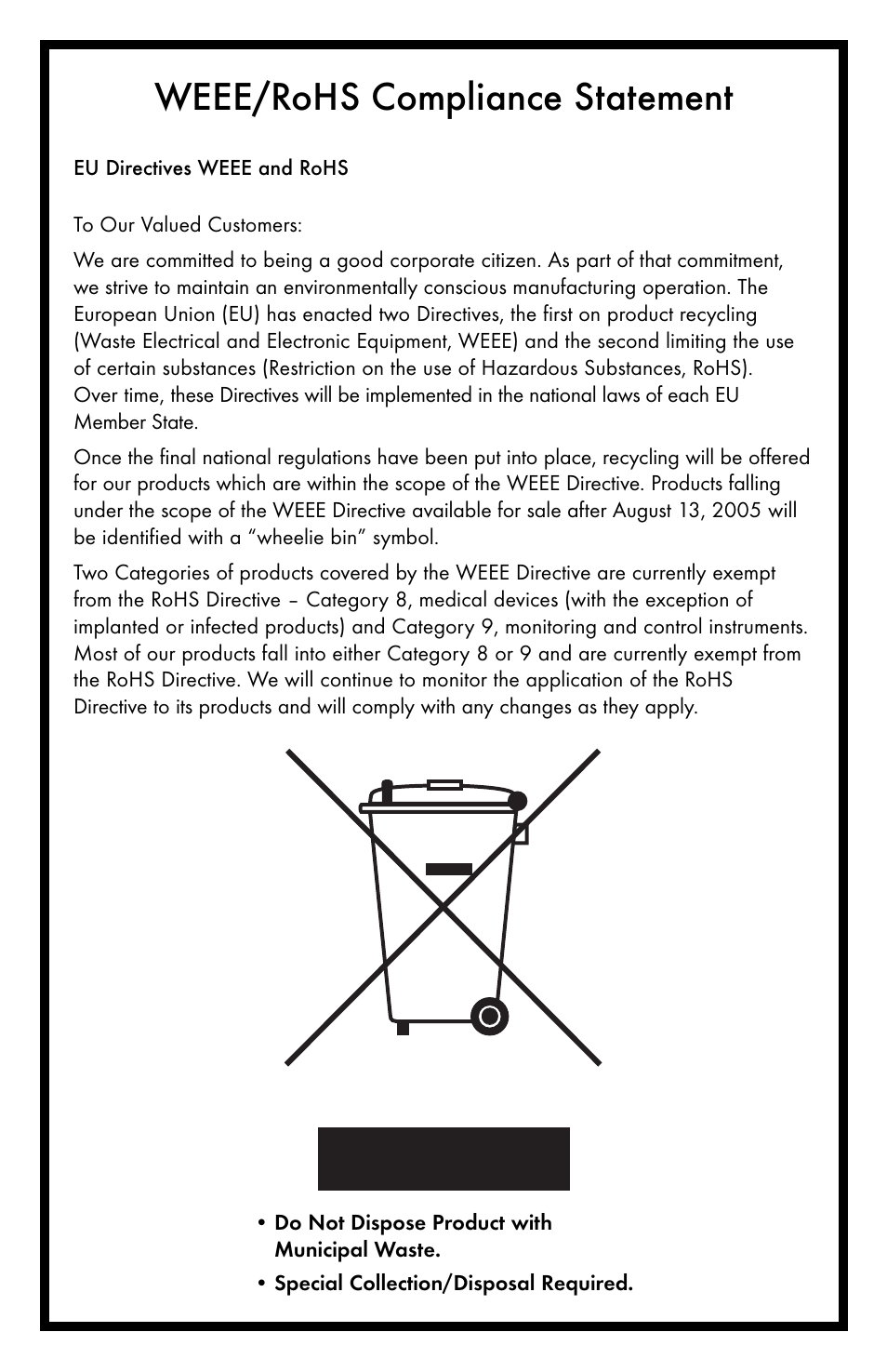 Weee/rohs compliance statement | KD Scientific 310 User Manual | Page 14 / 14