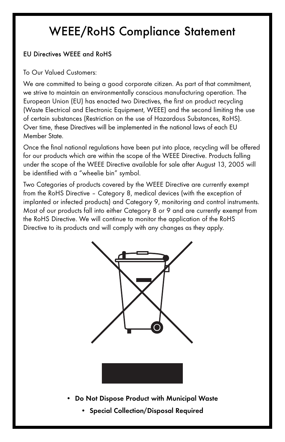 Weee/rohs compliance statement | KD Scientific 310 User Manual | Page 2 / 14