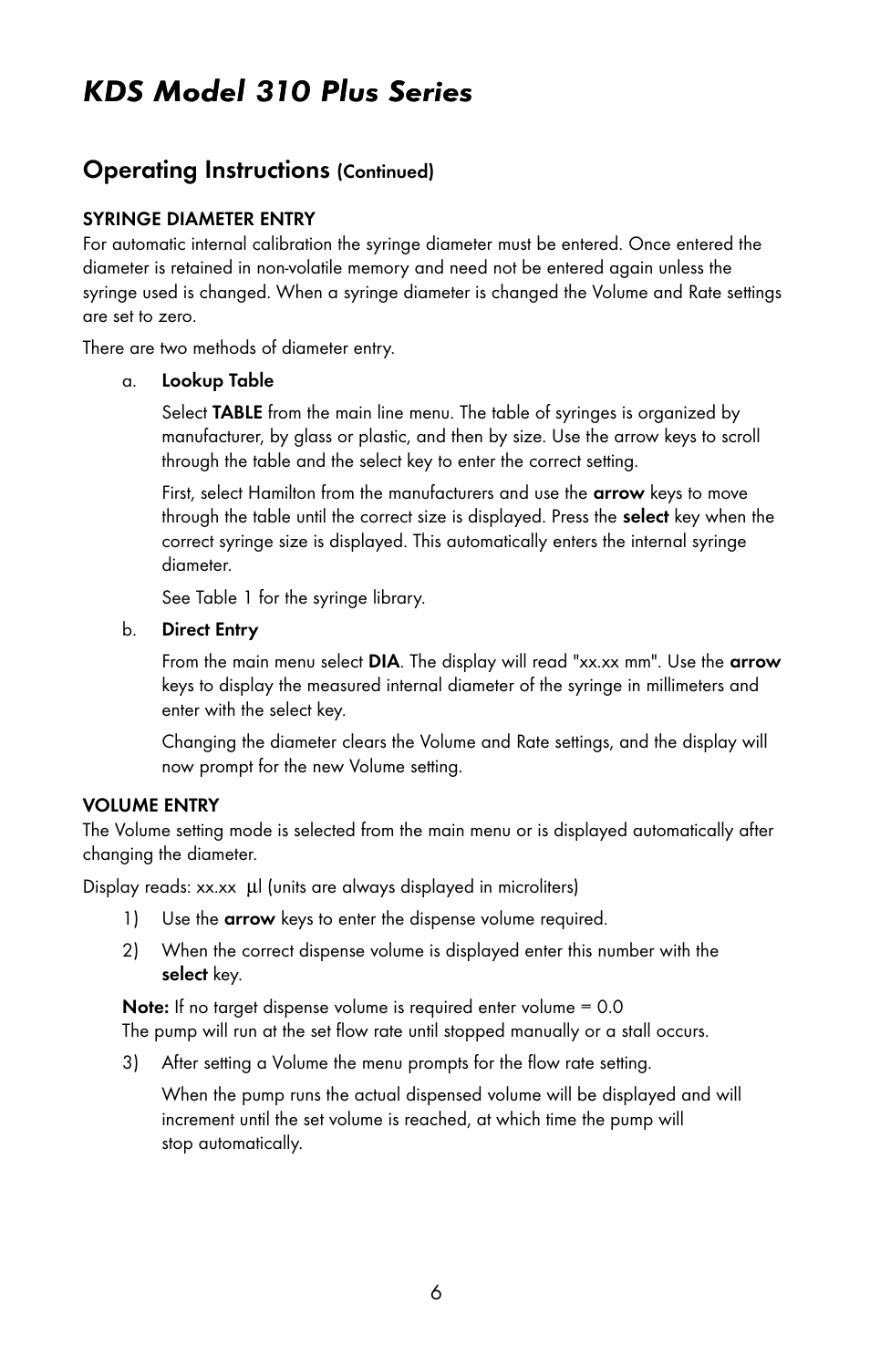 Kds model 310 plus series, Operating instructions | KD Scientific 310 User Manual | Page 8 / 14