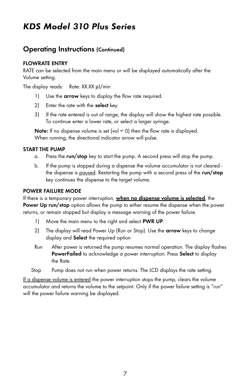 Kds model 310 plus series, Operating instructions | KD Scientific 310 User Manual | Page 9 / 14