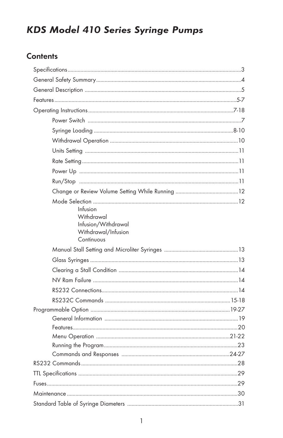 KD Scientific 410 User Manual | Page 3 / 38