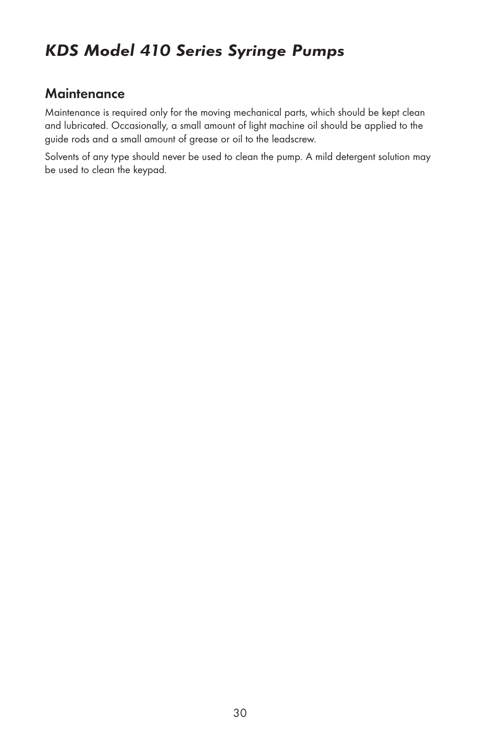 Kds model 410 series syringe pumps, Maintenance | KD Scientific 410 User Manual | Page 32 / 38