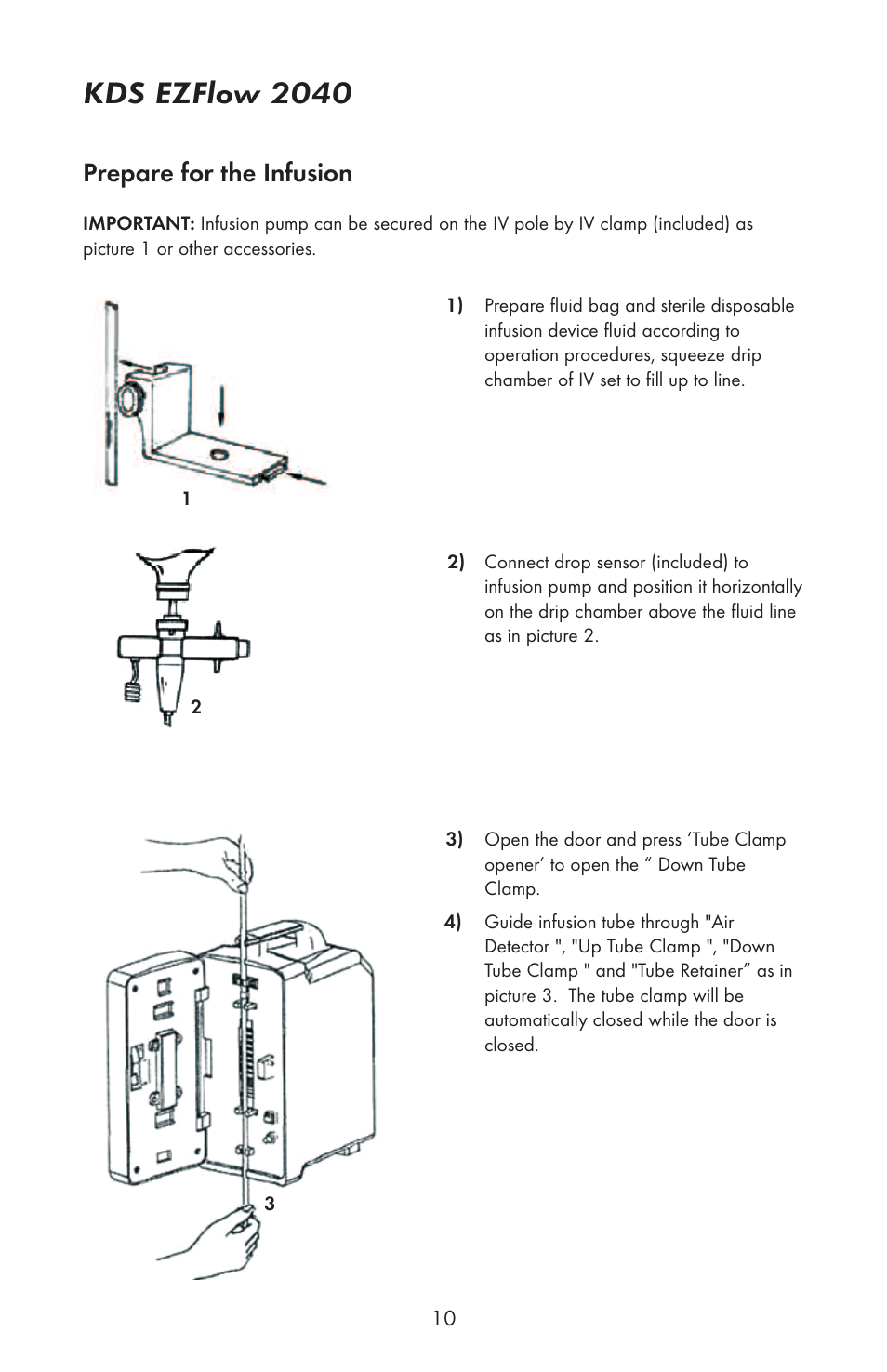 Kds ezflow 2040, Prepare for the infusion | KD Scientific EZFLOW 2040 User Manual | Page 12 / 34