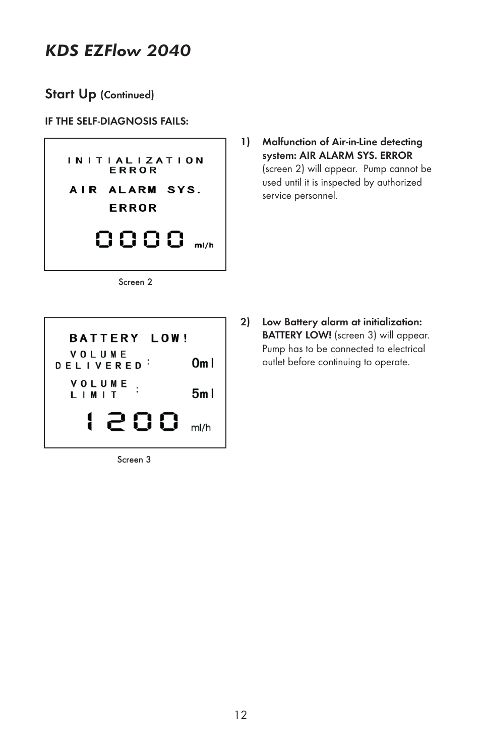 Kds ezflow 2040, Start up | KD Scientific EZFLOW 2040 User Manual | Page 14 / 34