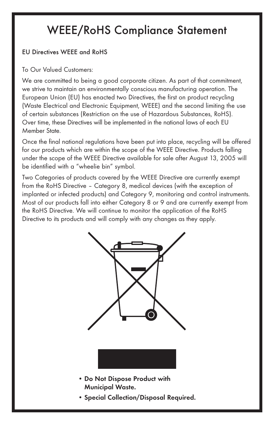 Weee/rohs compliance statement | KD Scientific EZFLOW 2040 User Manual | Page 2 / 34