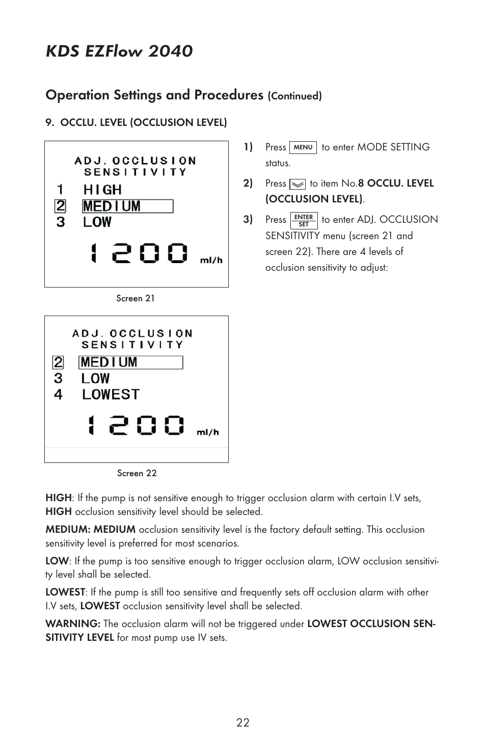 Kds ezflow 2040, Operation settings and procedures | KD Scientific EZFLOW 2040 User Manual | Page 24 / 34