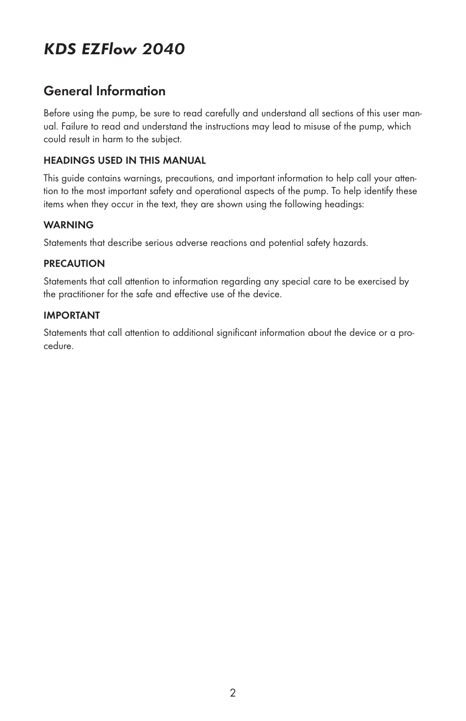 Kds ezflow 2040, General information | KD Scientific EZFLOW 2040 User Manual | Page 4 / 34