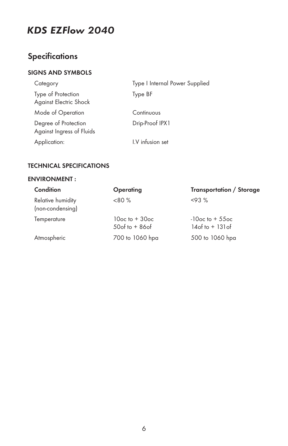 Kds ezflow 2040, Specifications | KD Scientific EZFLOW 2040 User Manual | Page 8 / 34