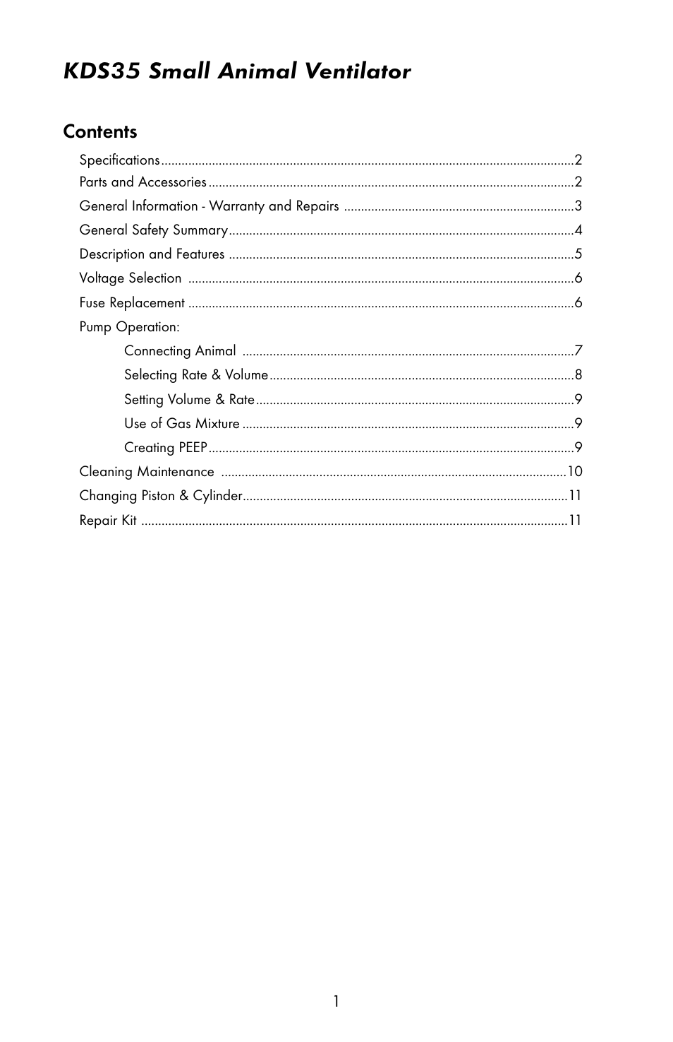 KD Scientific 35 Ventilator User Manual | Page 3 / 16