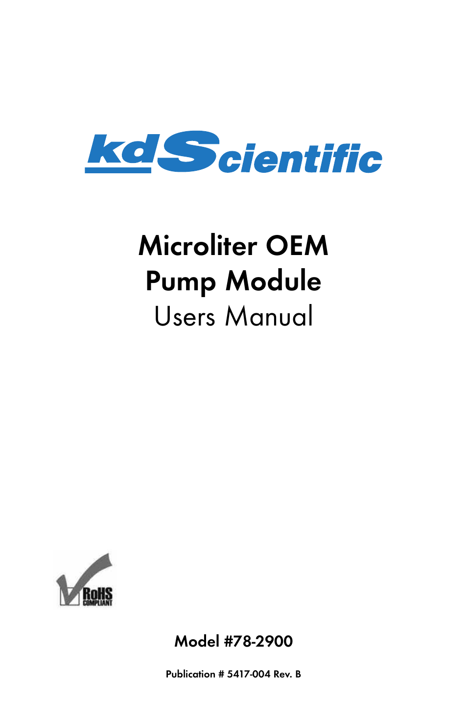 KD Scientific 900 OEM Pump User Manual | 22 pages