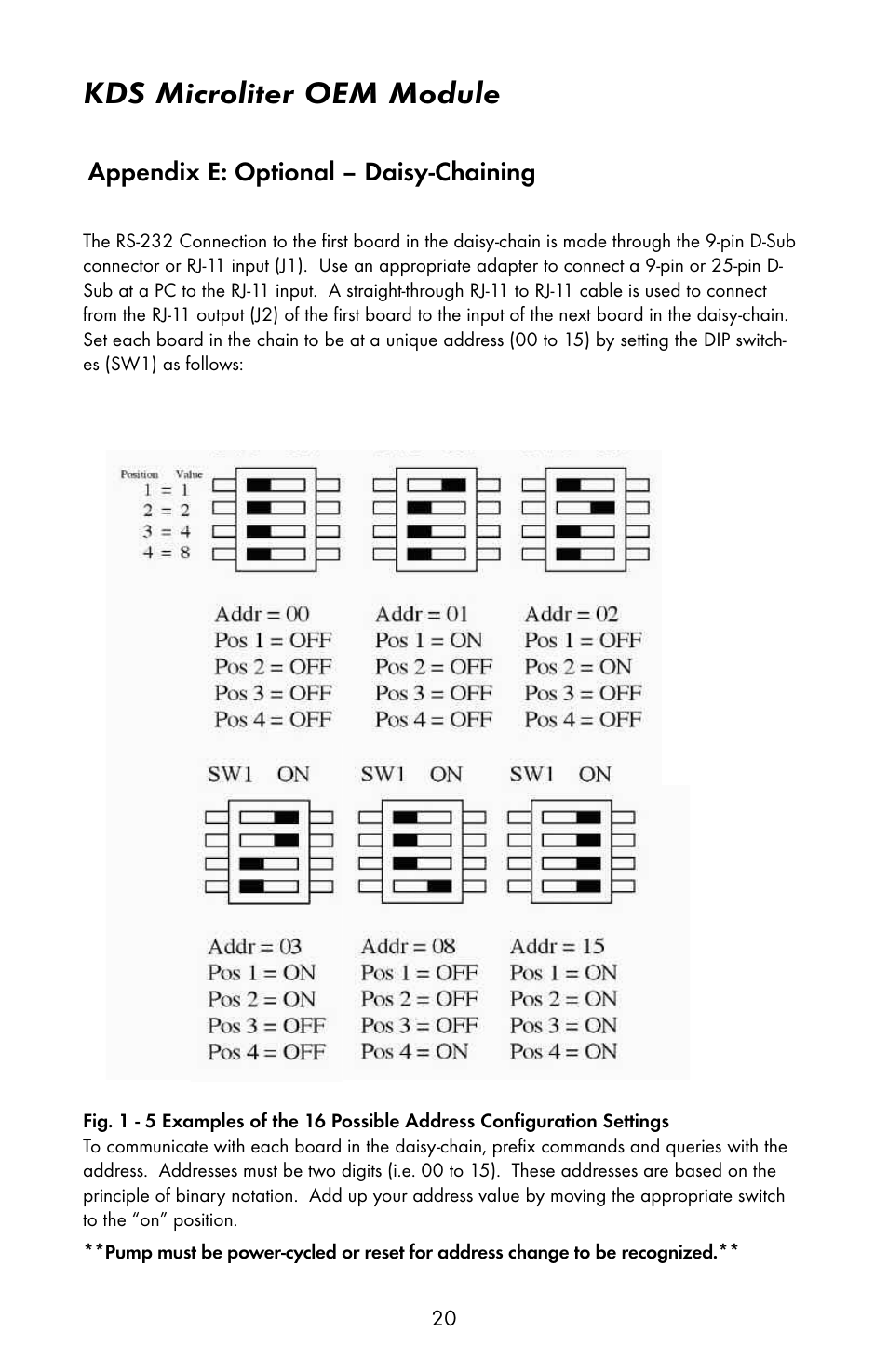 Kds microliter oem module, Appendix e: optional – daisy-chaining | KD Scientific 900 OEM Pump User Manual | Page 20 / 22