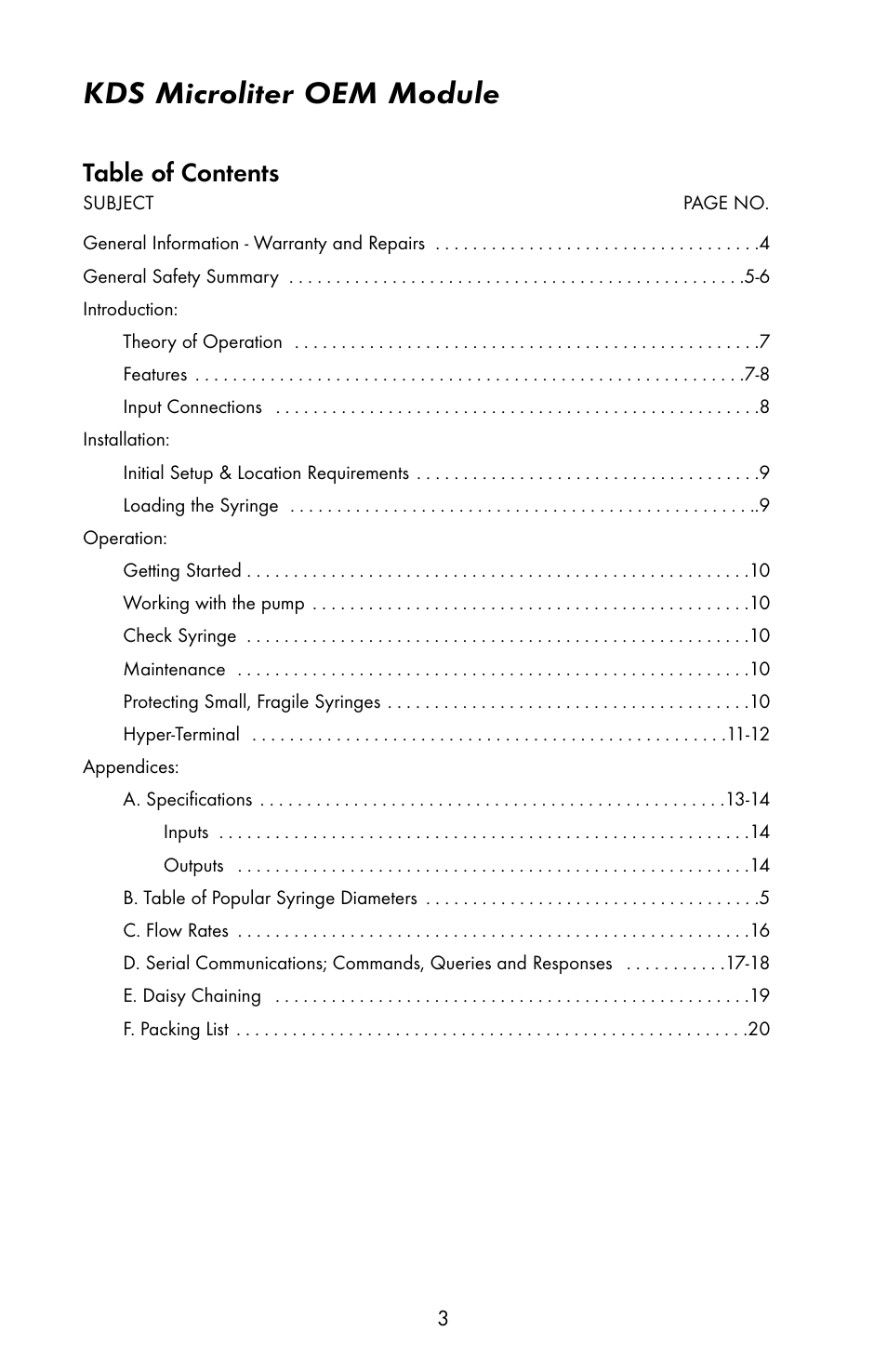 KD Scientific 900 OEM Pump User Manual | Page 3 / 22