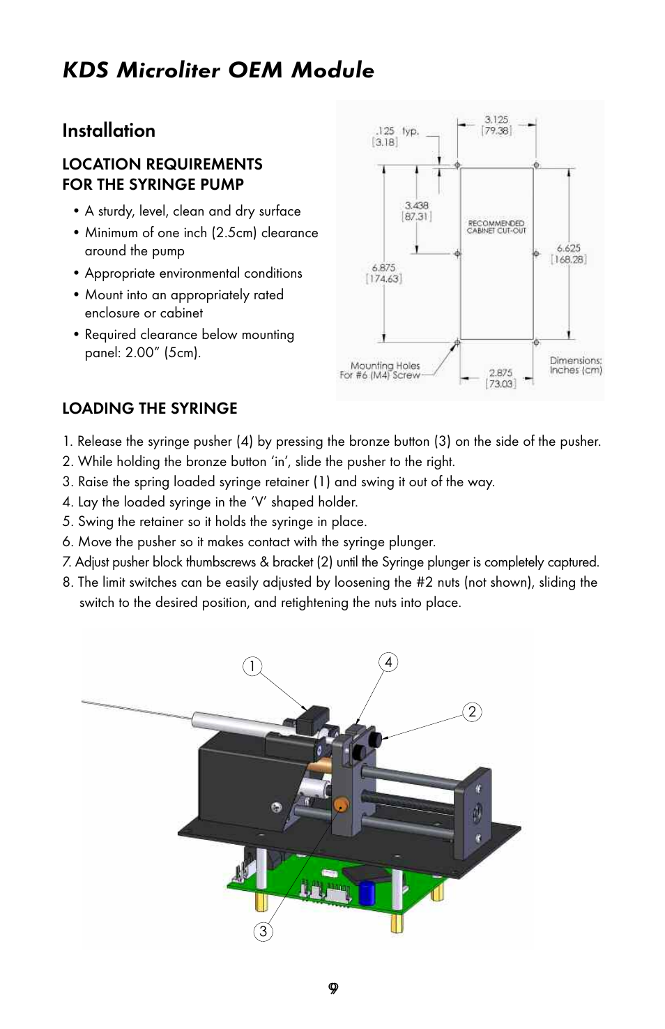 Kds microliter oem module, Installation | KD Scientific 900 OEM Pump User Manual | Page 9 / 22