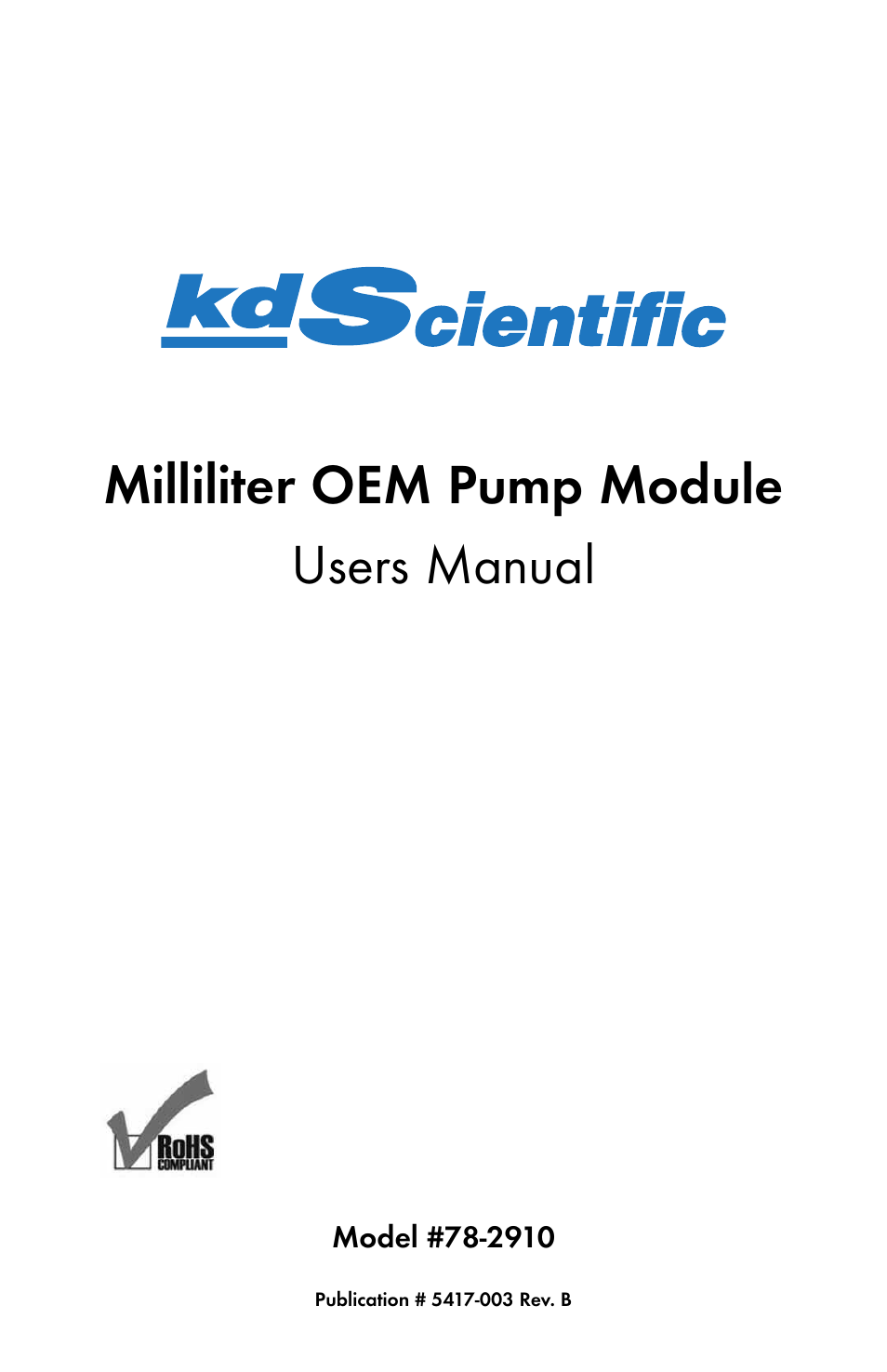 KD Scientific 910 OEM Pump User Manual | 23 pages