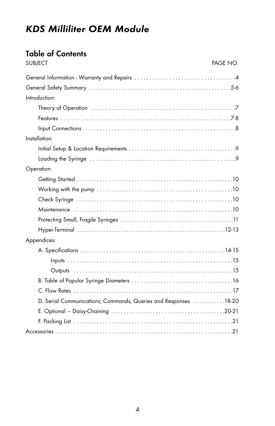 KD Scientific 910 OEM Pump User Manual | Page 3 / 23