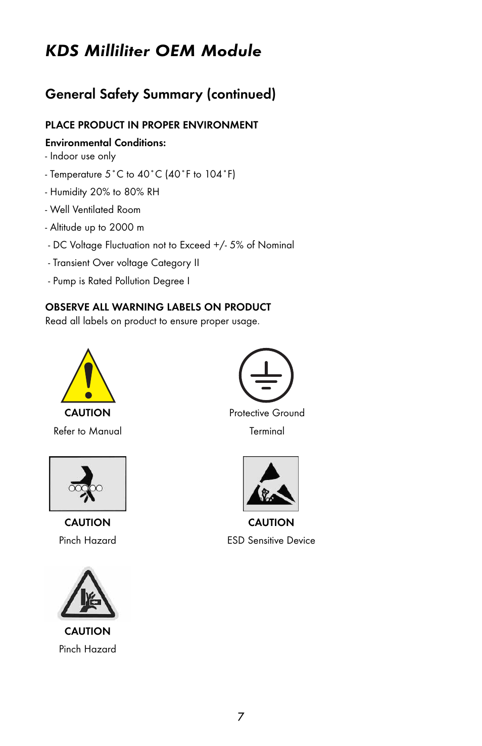 Kds milliliter oem module, General safety summary (continued) | KD Scientific 910 OEM Pump User Manual | Page 6 / 23