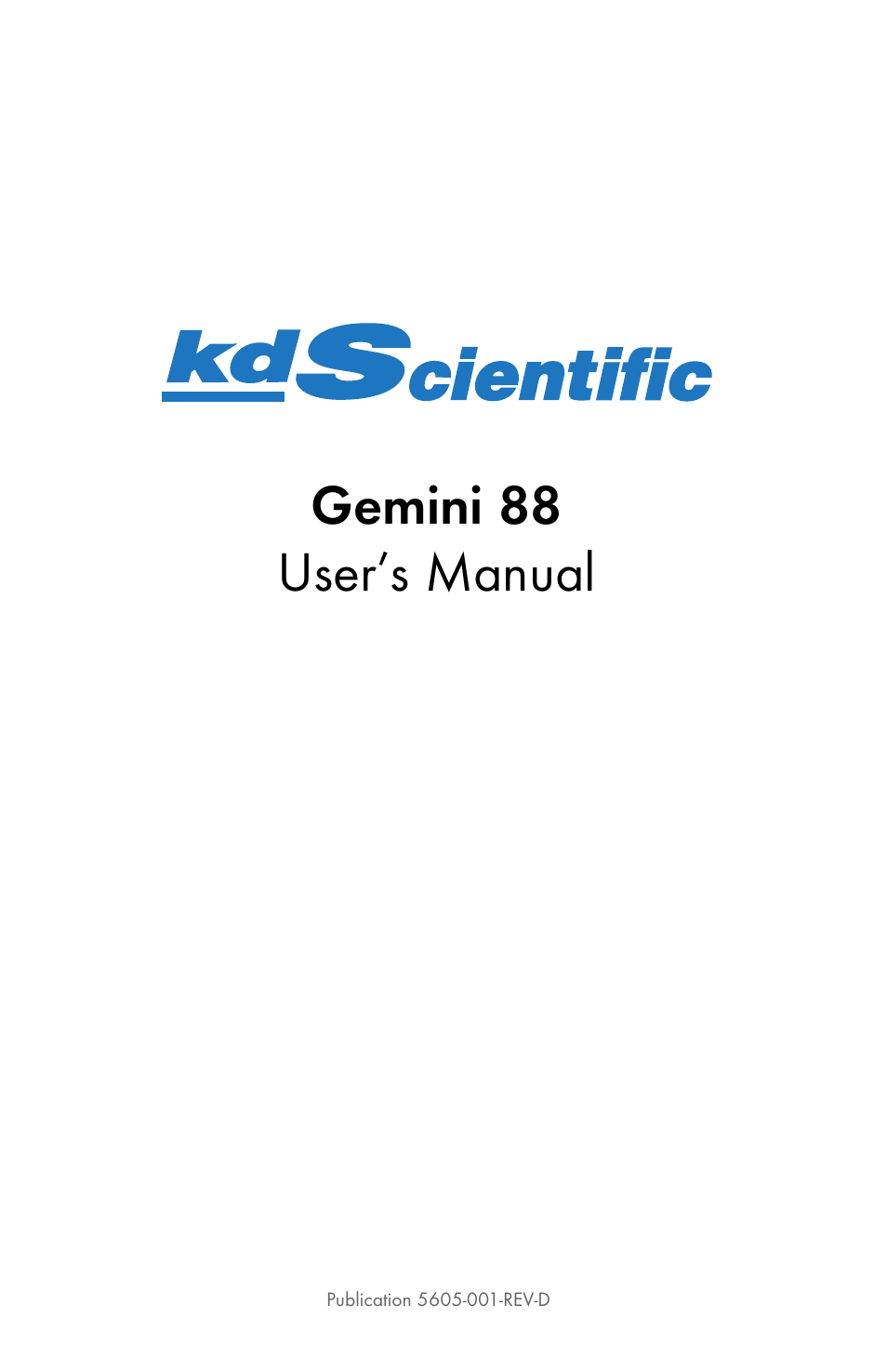 KD Scientific Gemini 88 User Manual | 33 pages