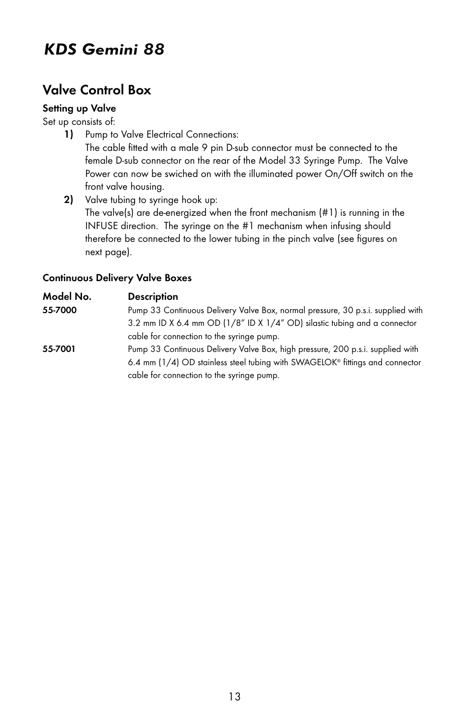 Kds gemini 88, Valve control box | KD Scientific Gemini 88 User Manual | Page 15 / 33