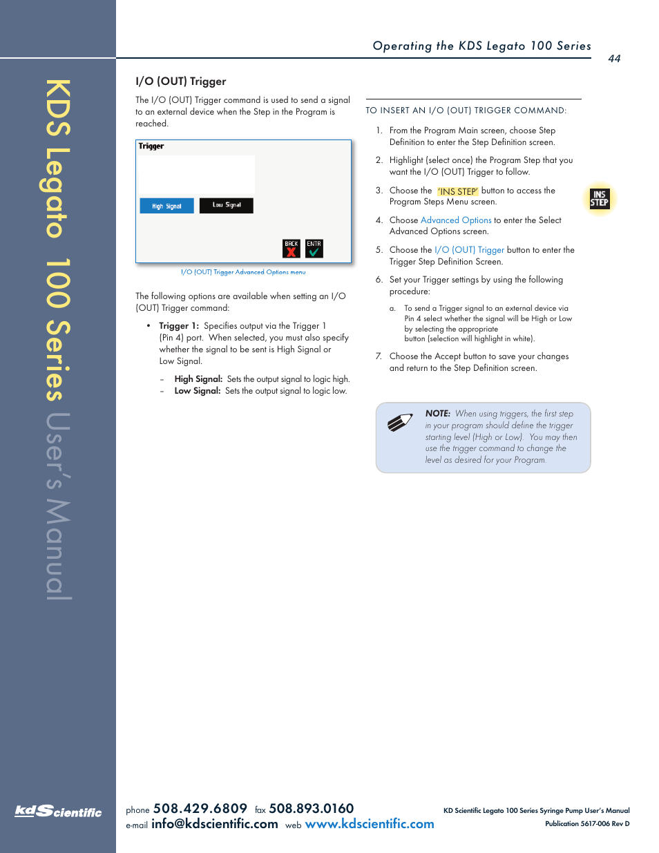 KD Scientific Legato 100 Series User Manual | Page 44 / 71