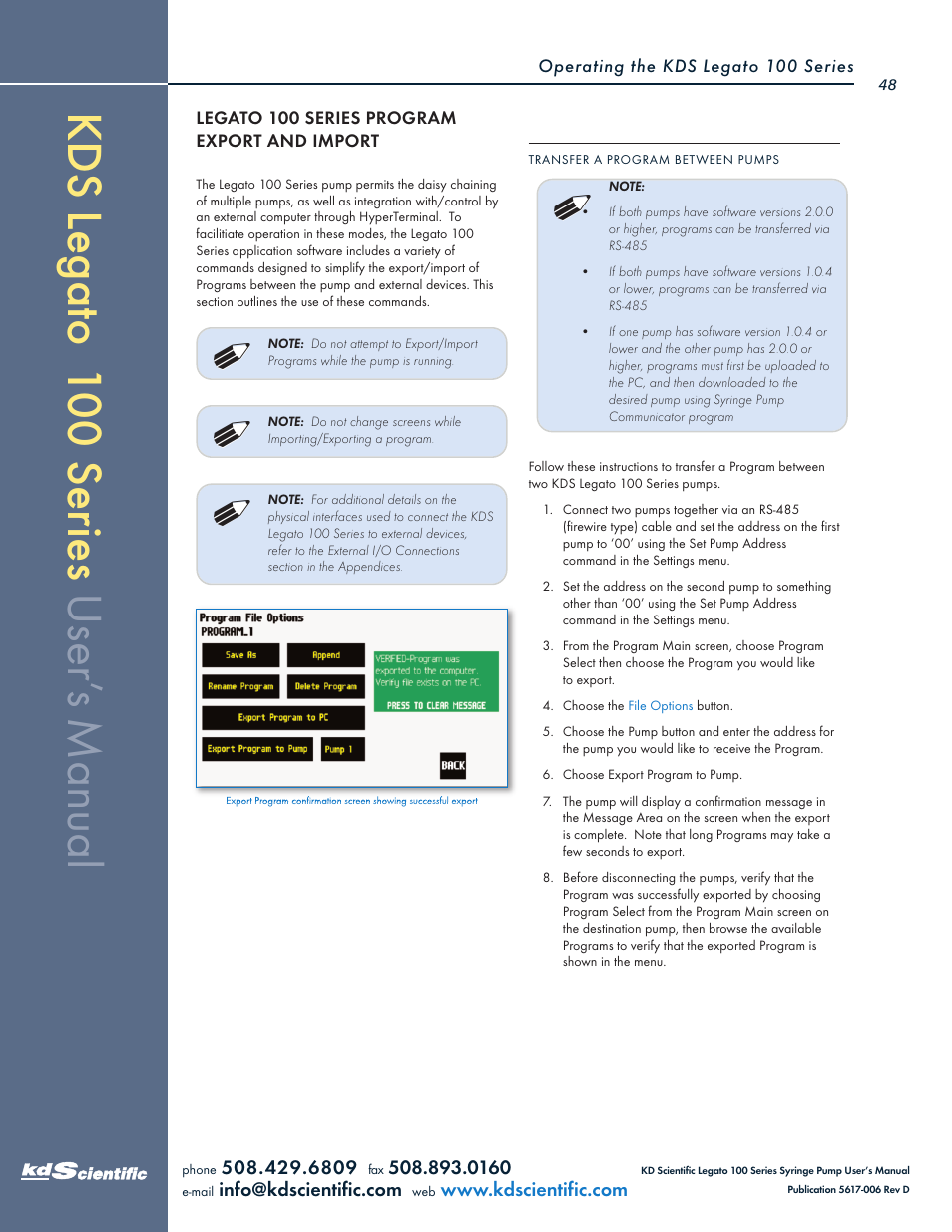 KD Scientific Legato 100 Series User Manual | Page 48 / 71