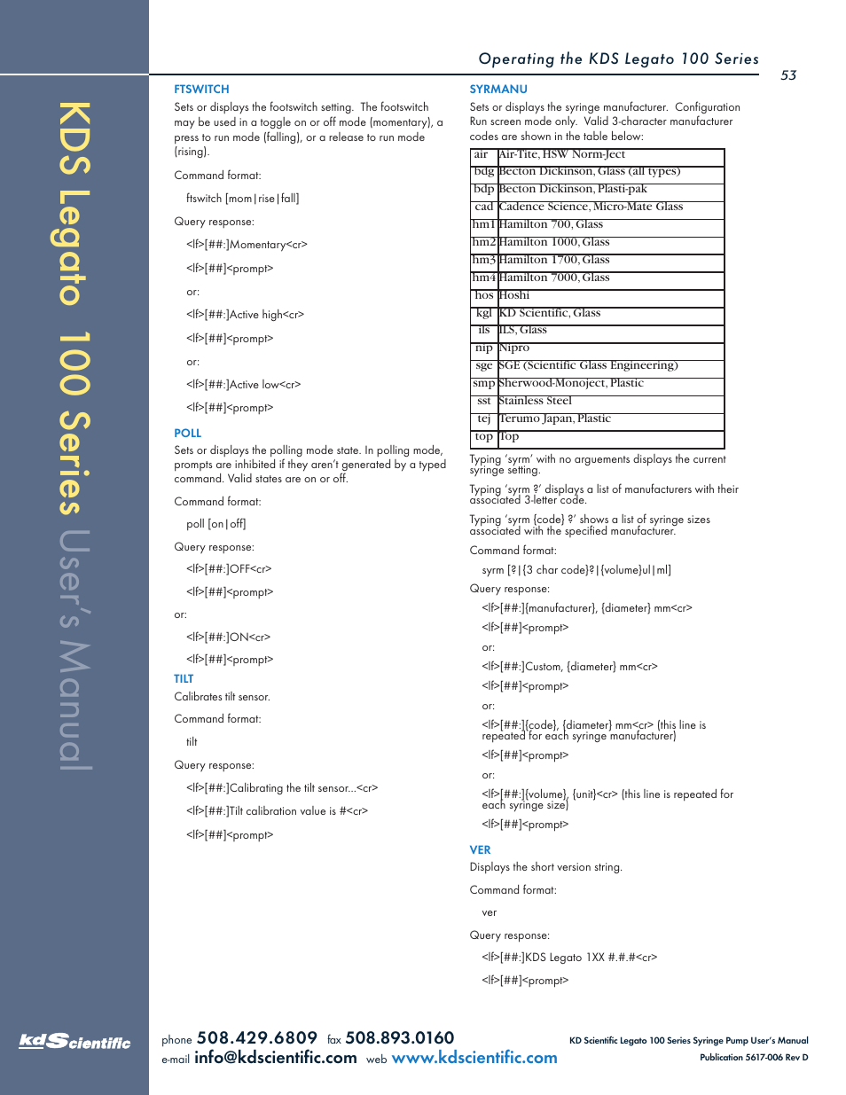 KD Scientific Legato 100 Series User Manual | Page 53 / 71