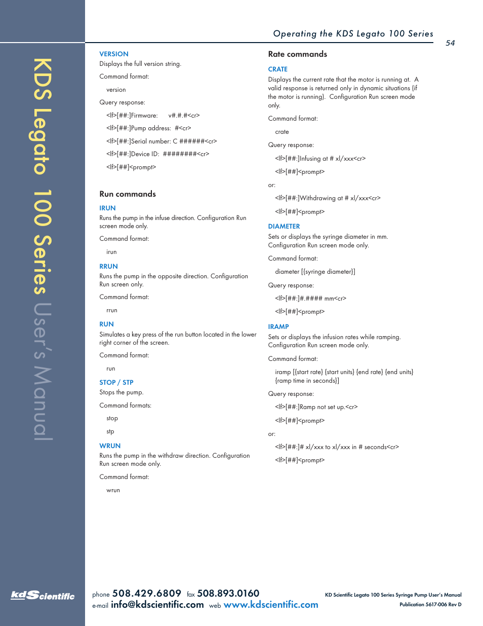 KD Scientific Legato 100 Series User Manual | Page 54 / 71