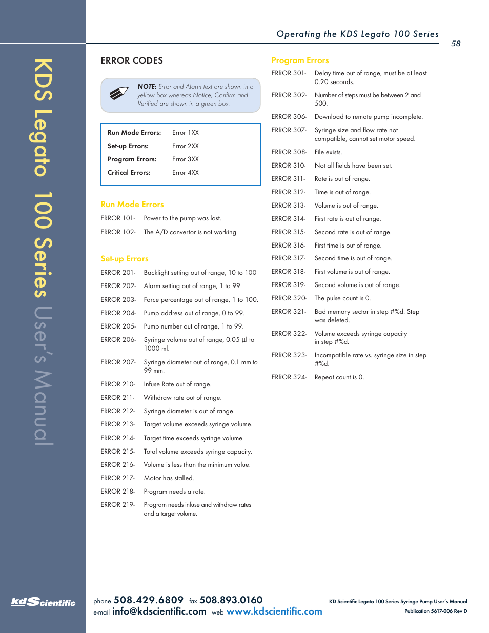 KD Scientific Legato 100 Series User Manual | Page 58 / 71