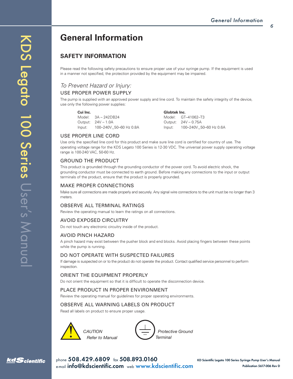 KD Scientific Legato 100 Series User Manual | Page 6 / 71