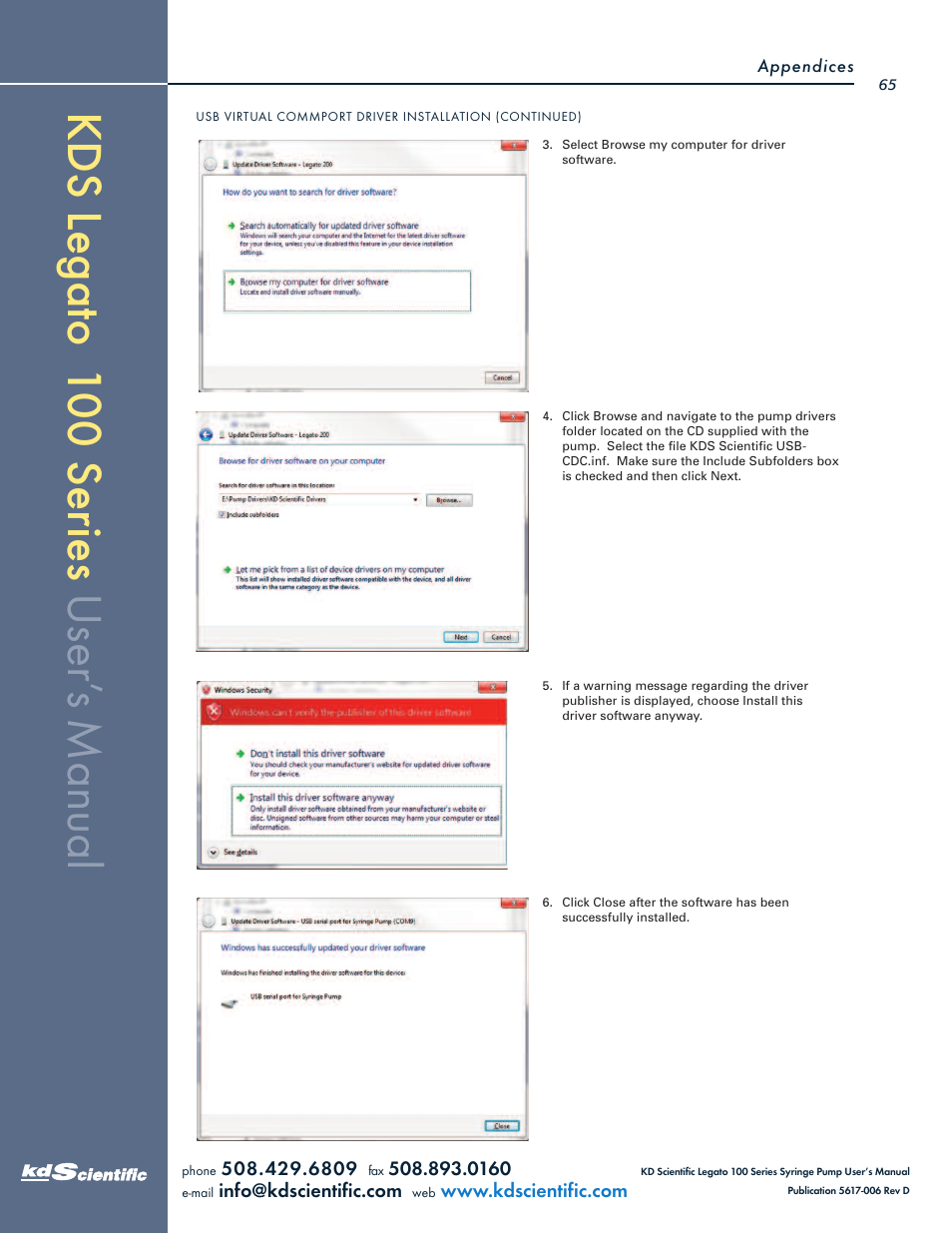 KD Scientific Legato 100 Series User Manual | Page 65 / 71