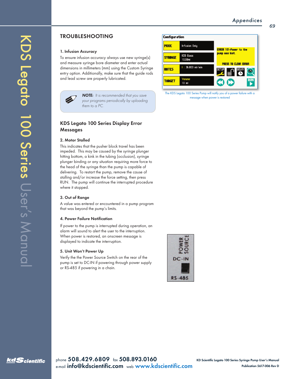 KD Scientific Legato 100 Series User Manual | Page 69 / 71