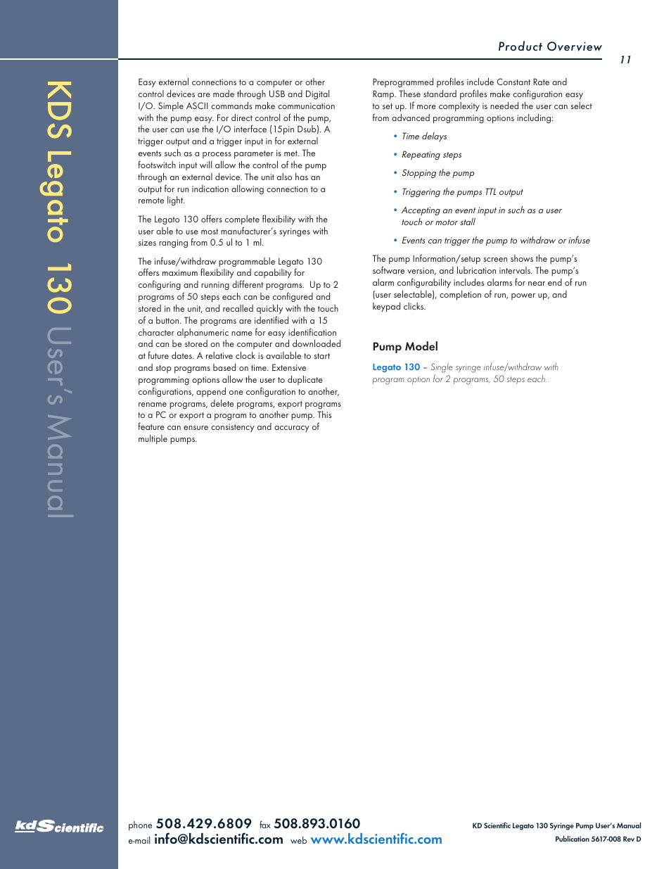 KD Scientific Legato 130 Series User Manual | Page 11 / 70