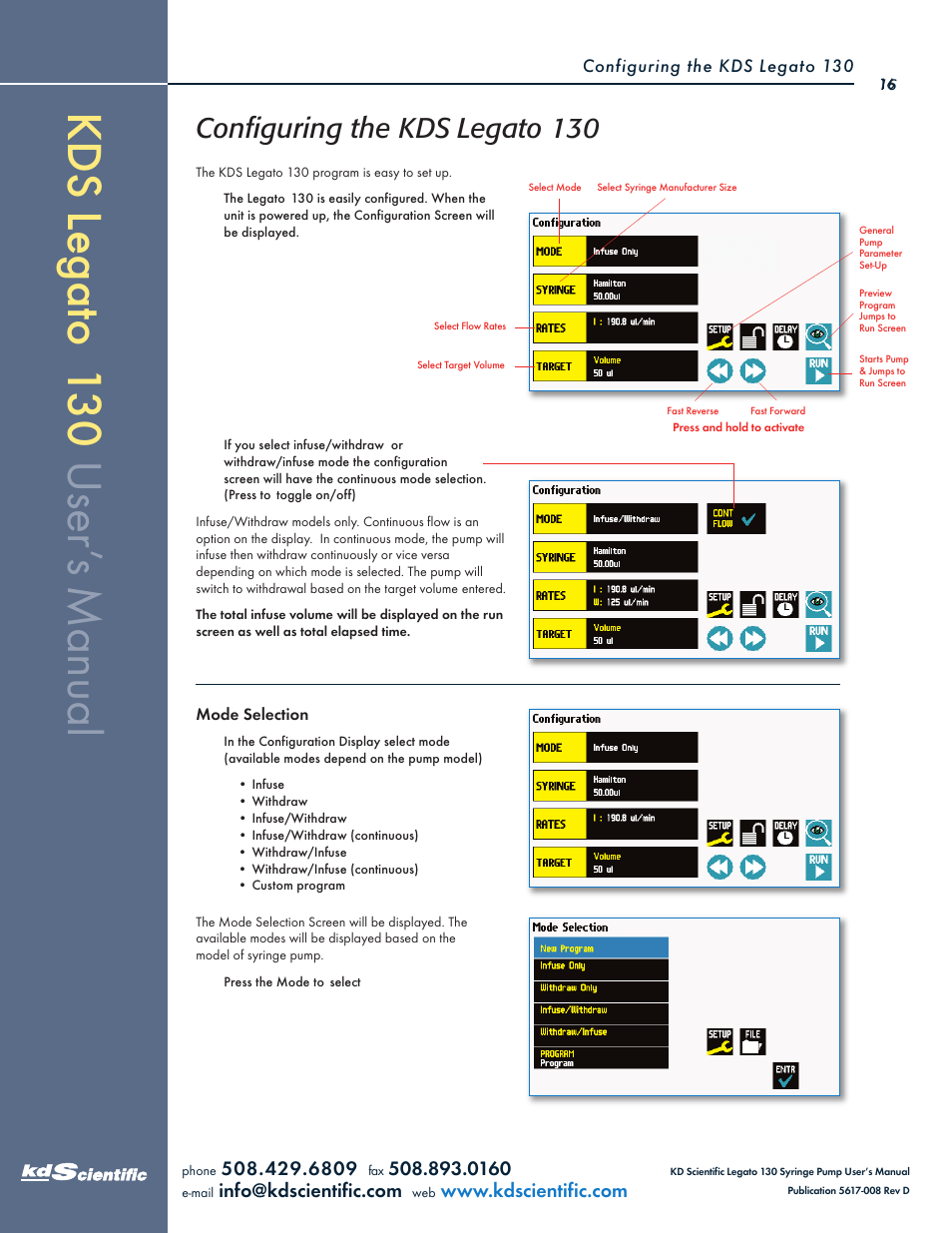 Configuring the kds legato 130 | KD Scientific Legato 130 Series User Manual | Page 16 / 70