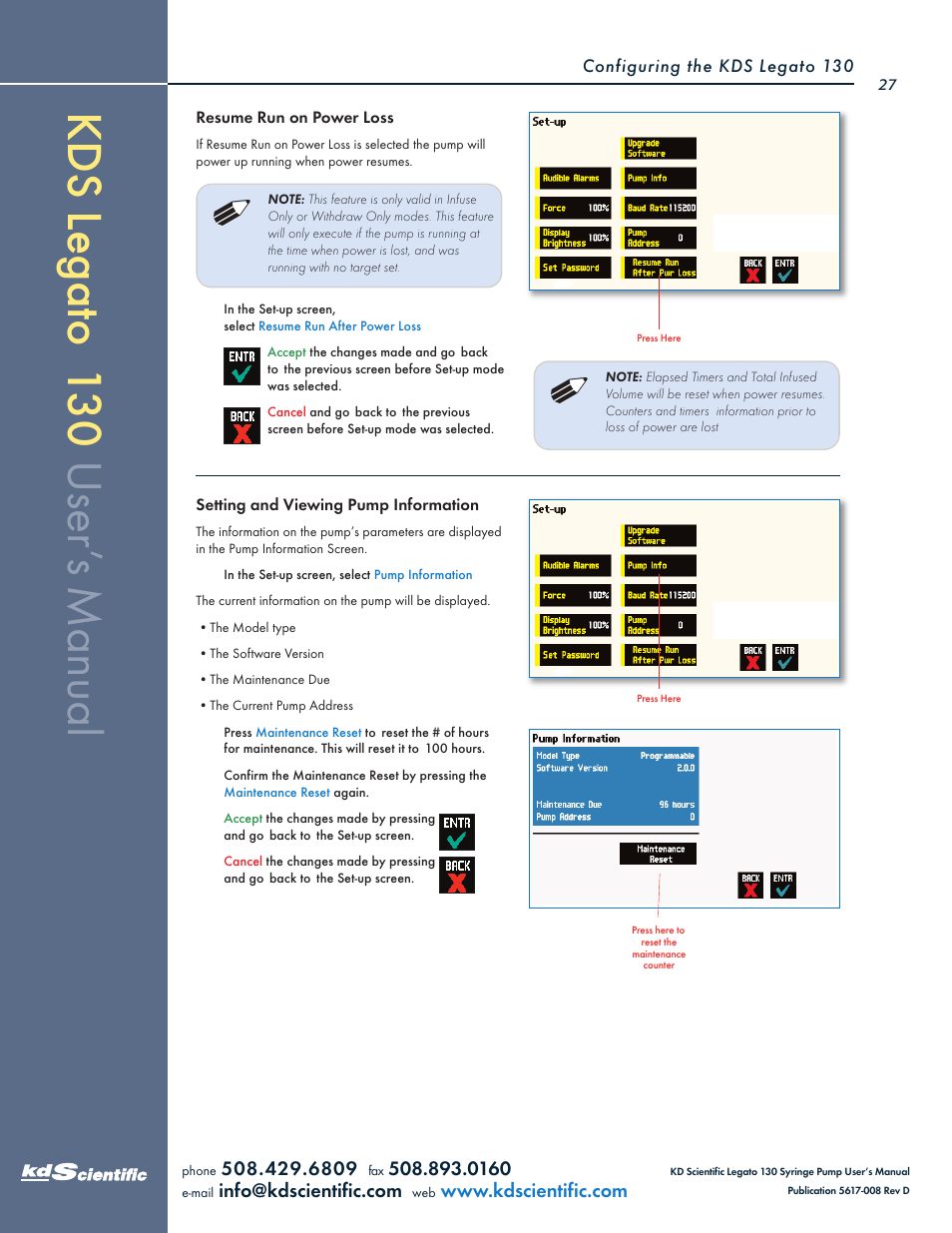 KD Scientific Legato 130 Series User Manual | Page 27 / 70