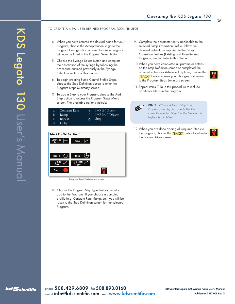 KD Scientific Legato 130 Series User Manual | Page 36 / 70