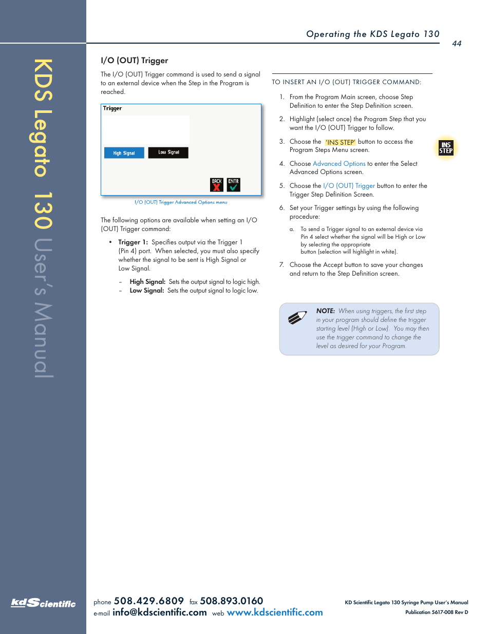 KD Scientific Legato 130 Series User Manual | Page 44 / 70