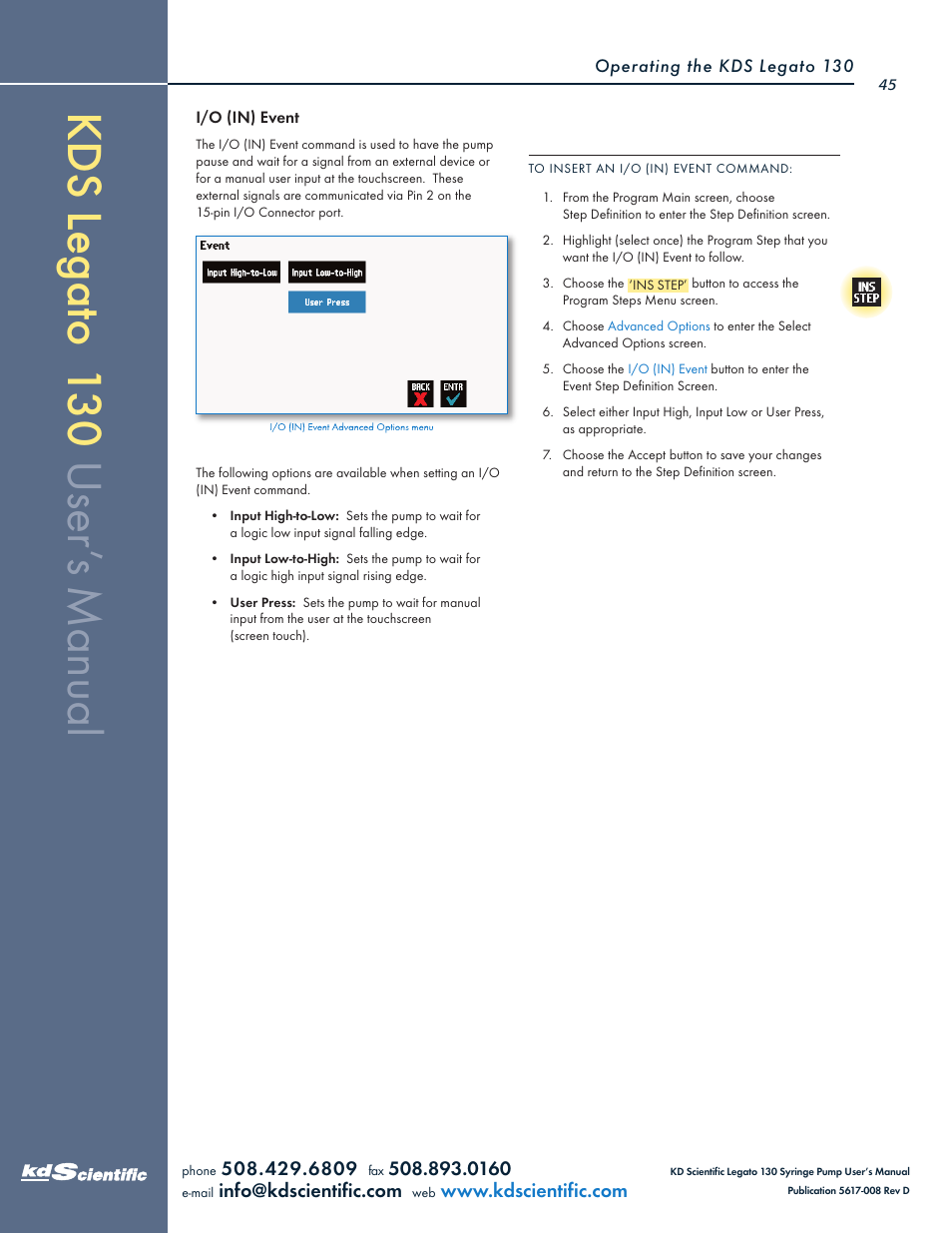 KD Scientific Legato 130 Series User Manual | Page 45 / 70