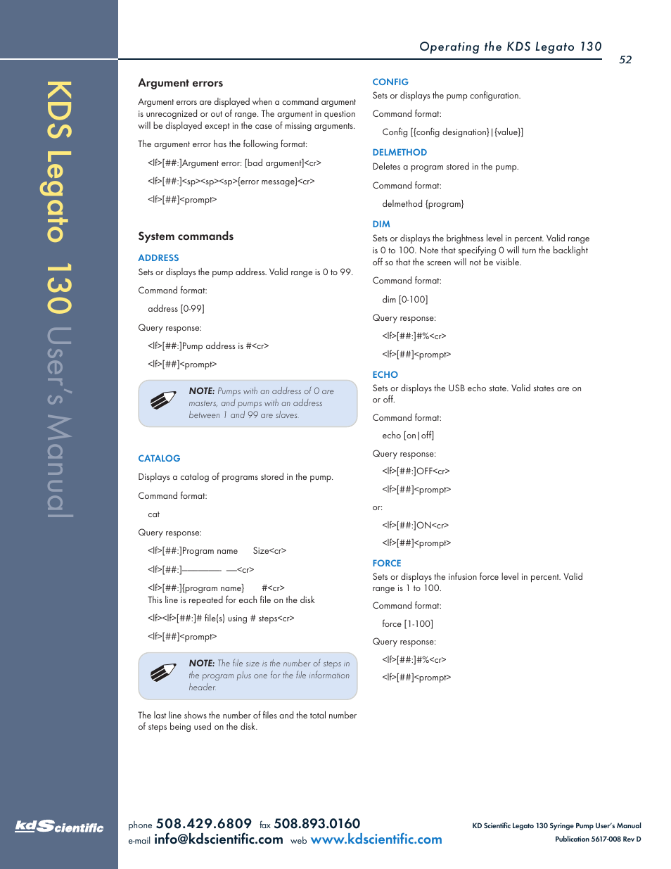 KD Scientific Legato 130 Series User Manual | Page 52 / 70