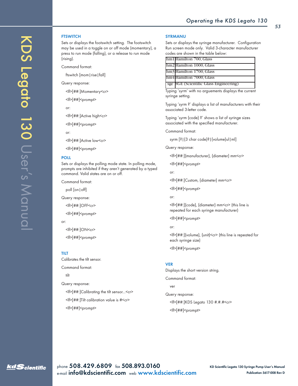 KD Scientific Legato 130 Series User Manual | Page 53 / 70