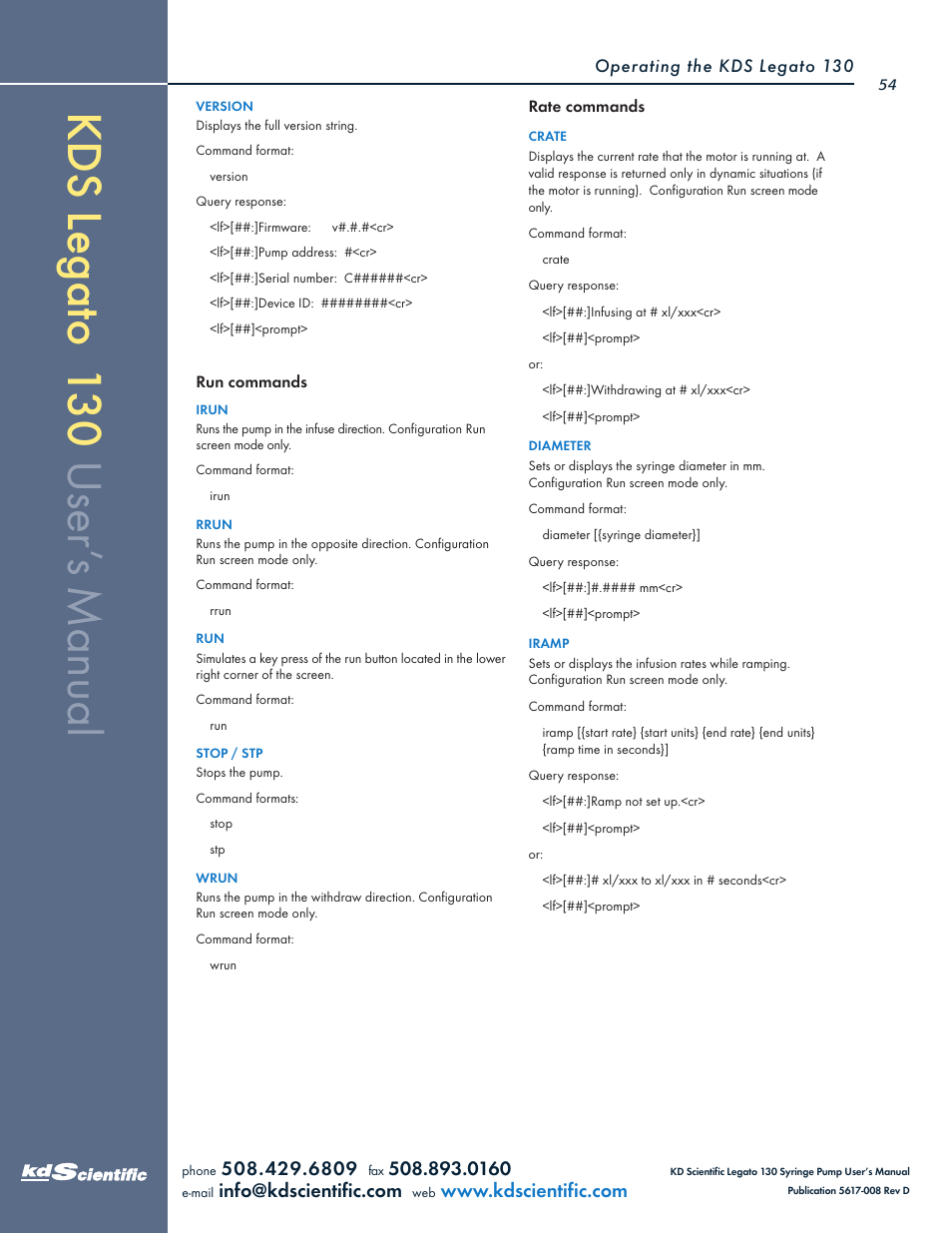 KD Scientific Legato 130 Series User Manual | Page 54 / 70
