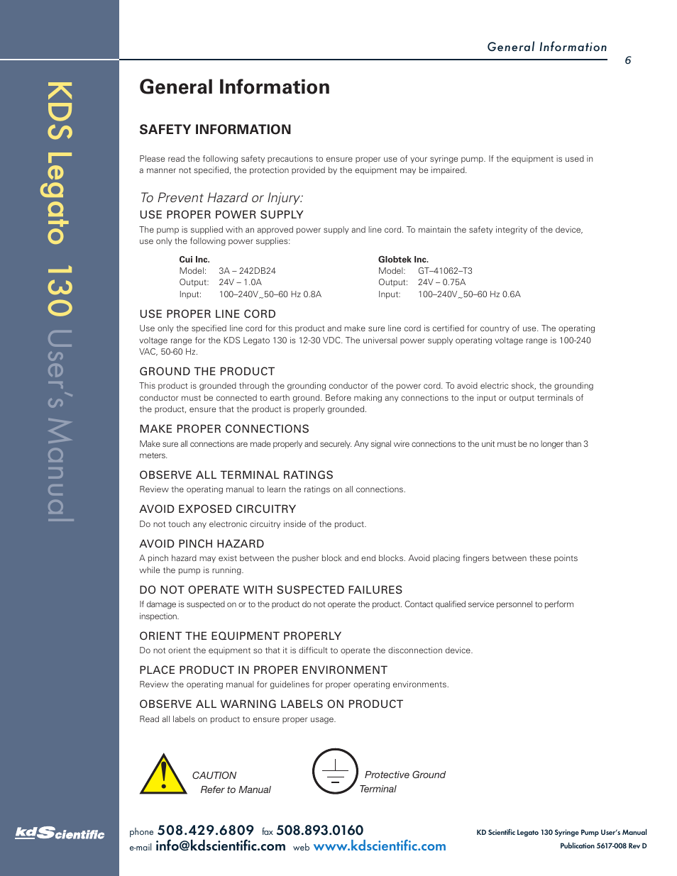 General information | KD Scientific Legato 130 Series User Manual | Page 6 / 70